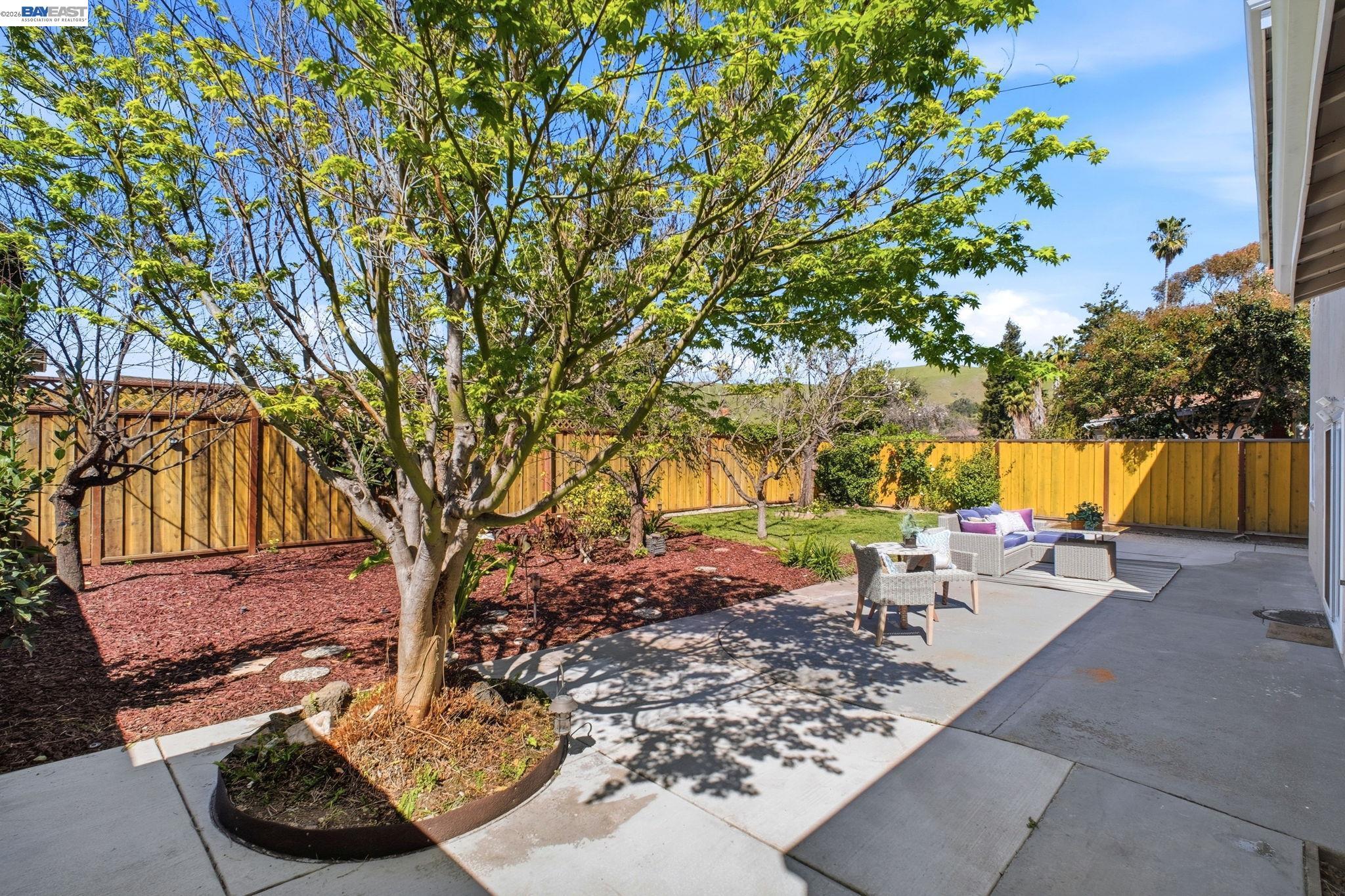 595 Seville Place Fremont, CA 94539 - Photo 31 of 43 a view of a backyard with a sitting area