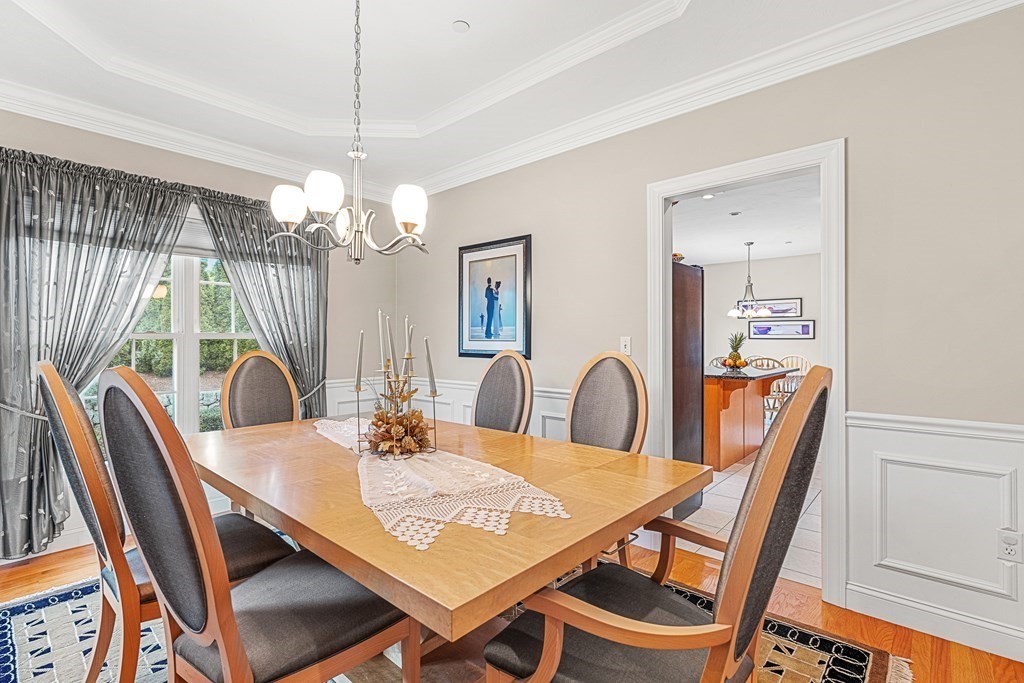 8 Rons Way Framingham, MA 01701 - Photo 9 of 33 a dining room with furniture a chandelier and wooden floor