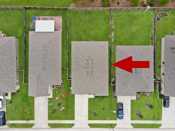 an aerial view of a house