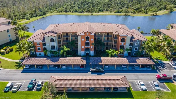 aerial view of a house with a garden