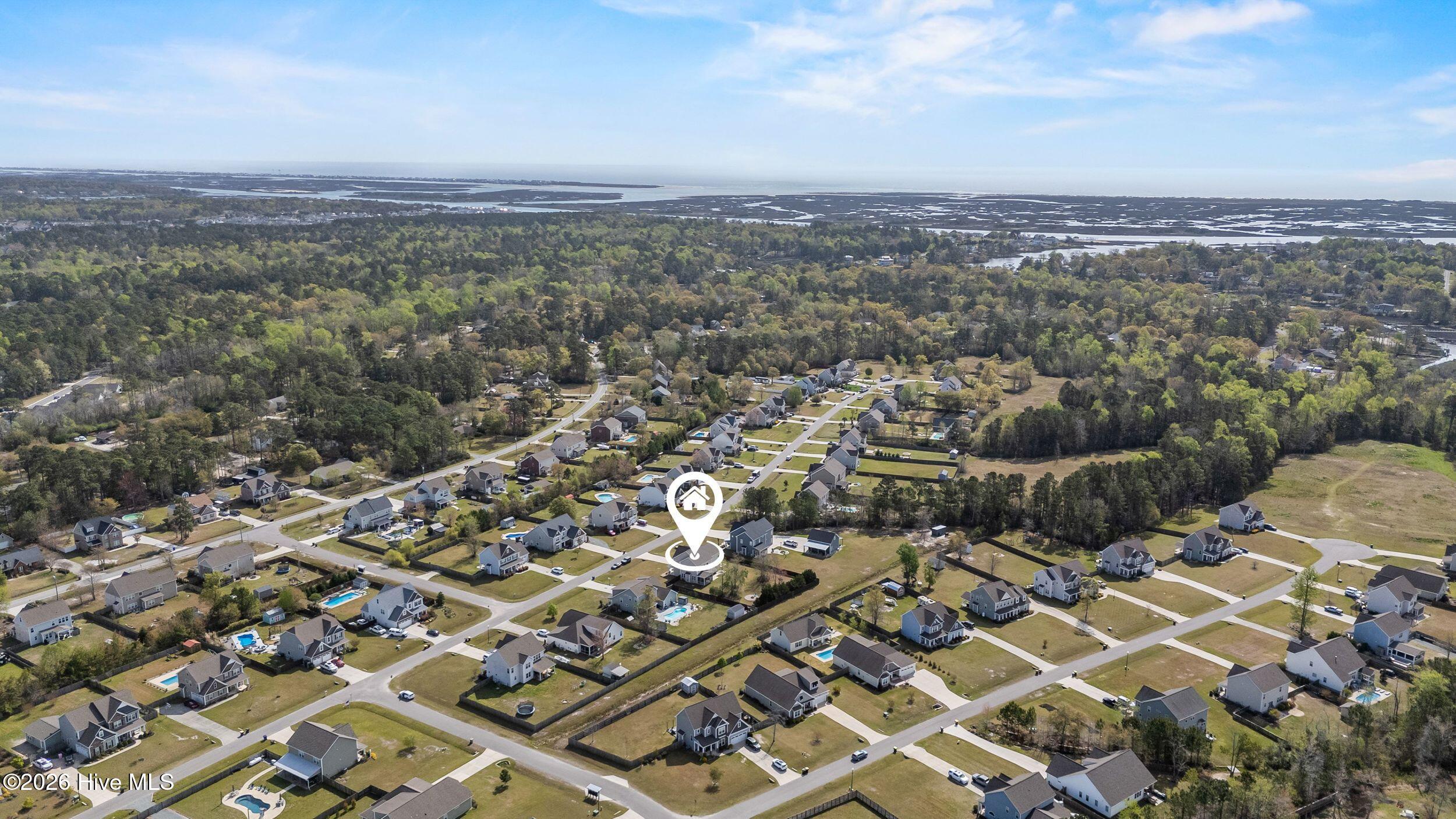 38 East Conolly Court Hampstead, NC 28443 - Photo 53 of 57 Aerial View with Atlantic Ocean