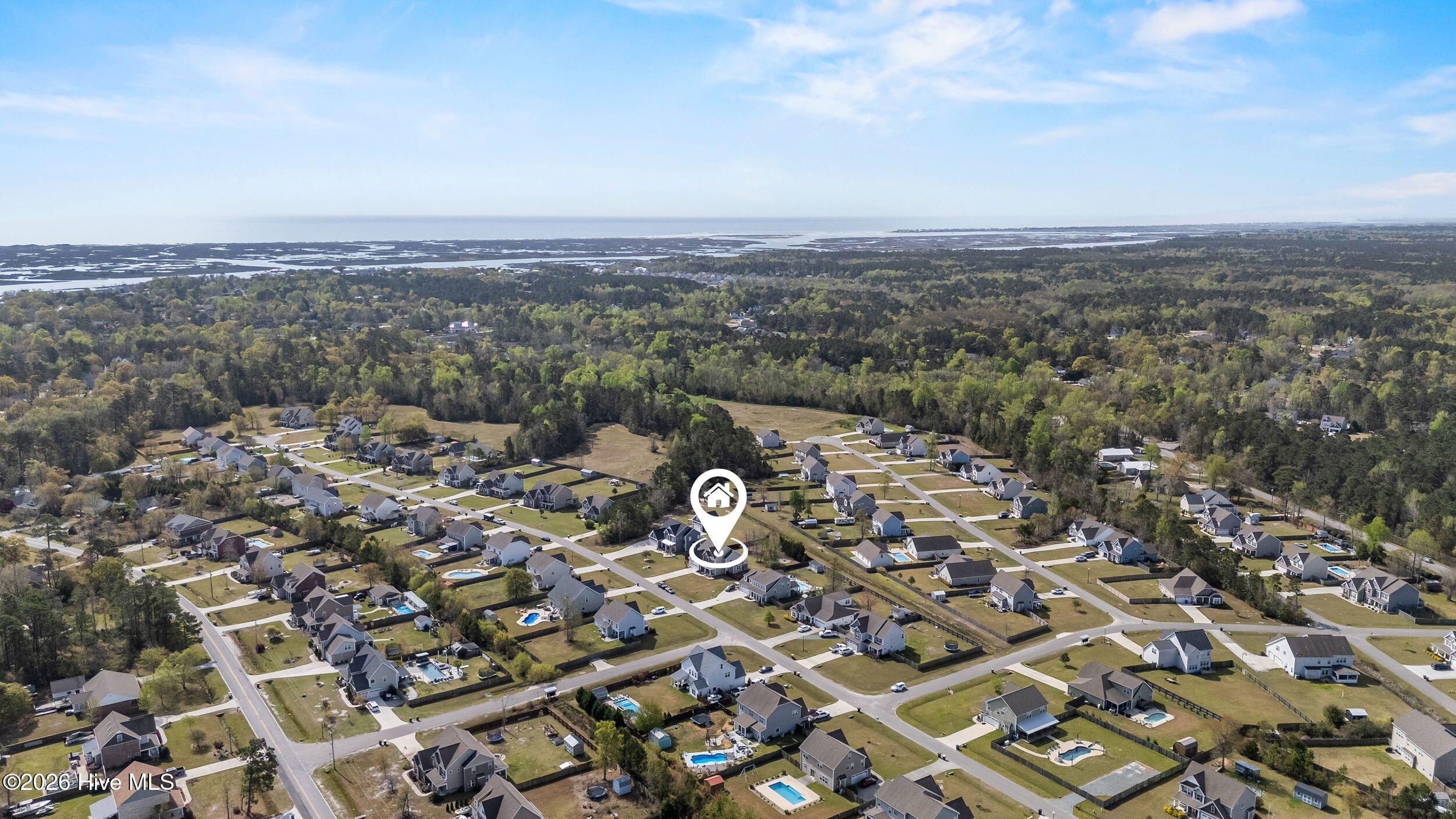 38 East Conolly Court Hampstead, NC 28443 - Photo 54 of 57 Aerial View with Atlantic Ocean 2