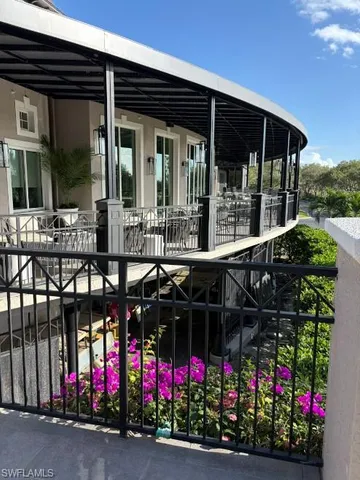a view of a terrace with a garden