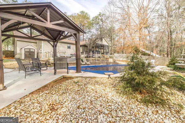 a view of a lake with houses
