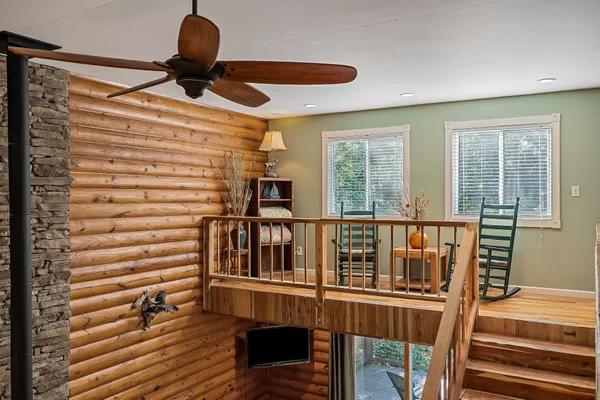a view of a balcony with outdoor space