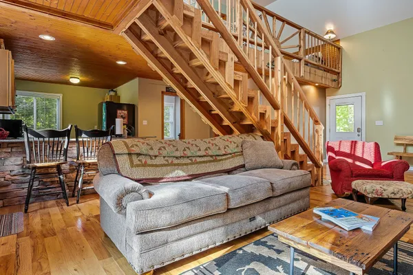 a living room with furniture