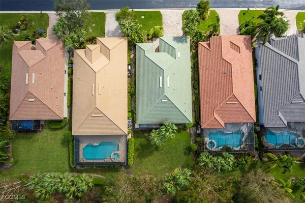 an aerial view of a house