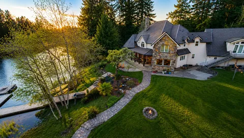 an aerial view of a house