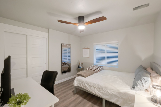 2319 North 3370 West Lehi, UT 84048 - Photo 27 of 30 Wood-finish flooring throughout, featuring a ceiling fan with integrated lighting