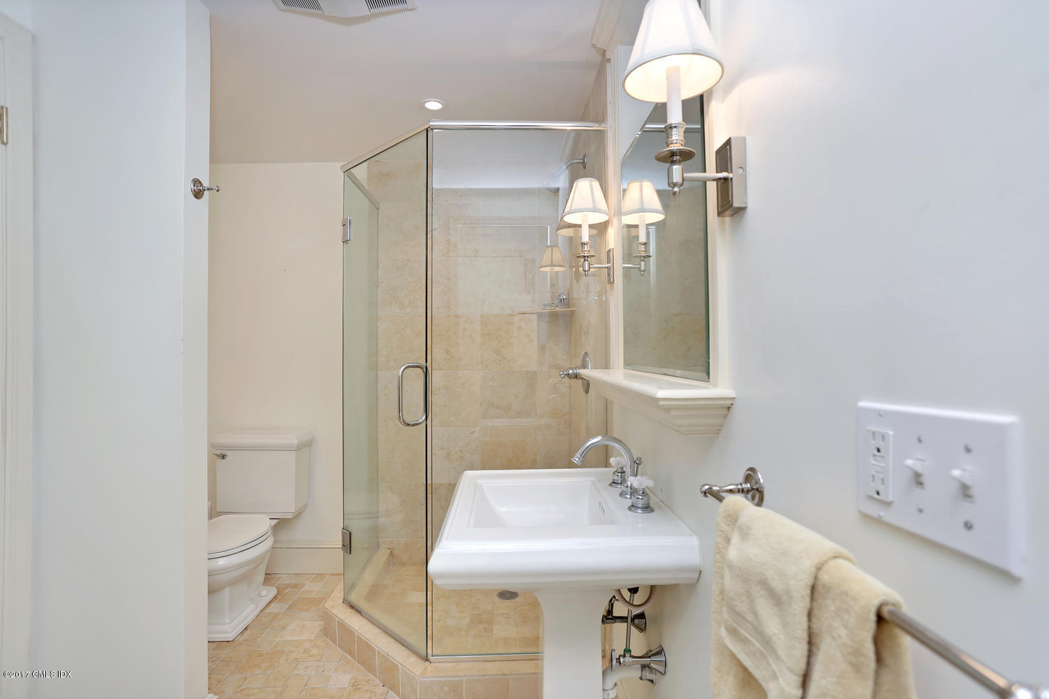 14 Weston Hill Road Riverside, CT 06878 - Photo 15 of 18 a bathroom with a sink a toilet and shower