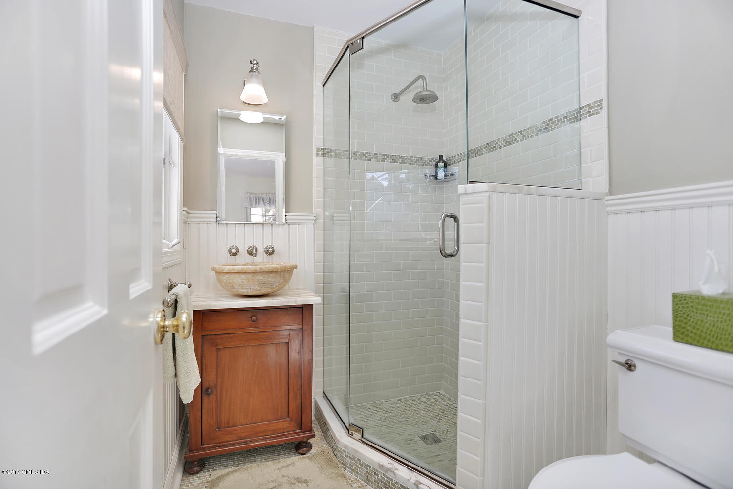 14 Weston Hill Road Riverside, CT 06878 - Photo 10 of 18 a bathroom with a granite countertop sink mirror and toilet