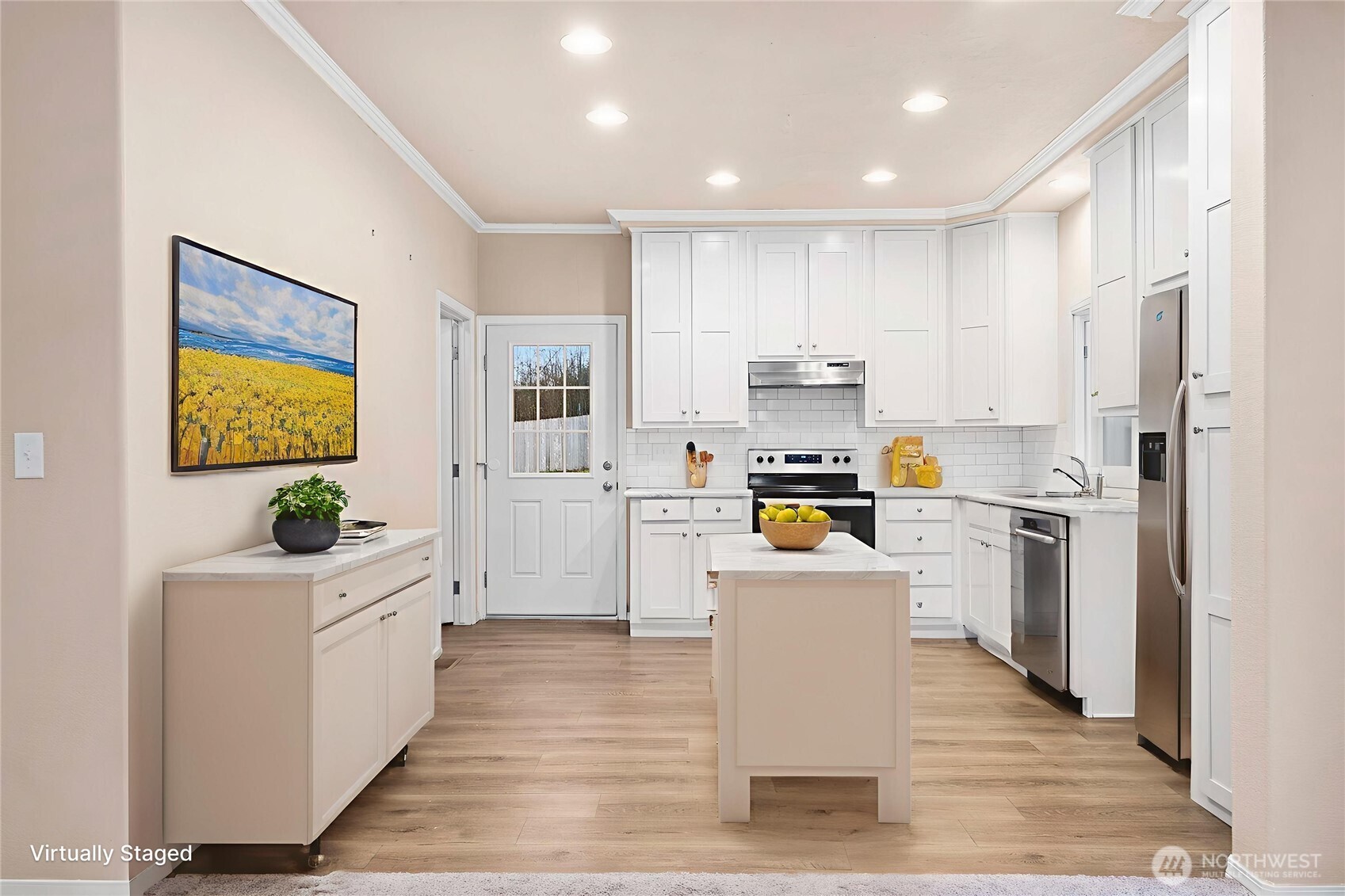 52 Southeast Spring Street Chehalis, WA 98532 - Photo 4 of 40 a kitchen with white cabinets and white appliances