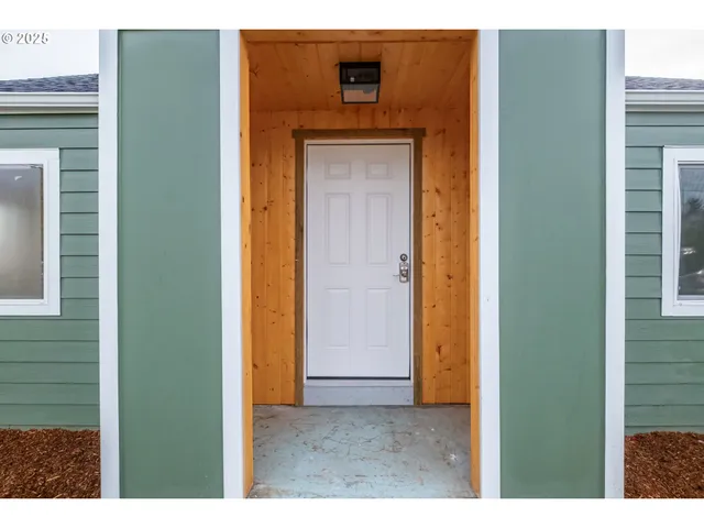 a view of a wooden door