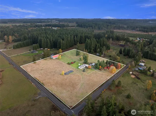 an aerial view of a house