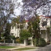 a view of street with houses