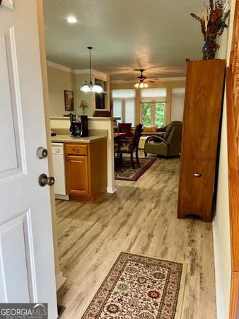 a bedroom with a bed and with furniture