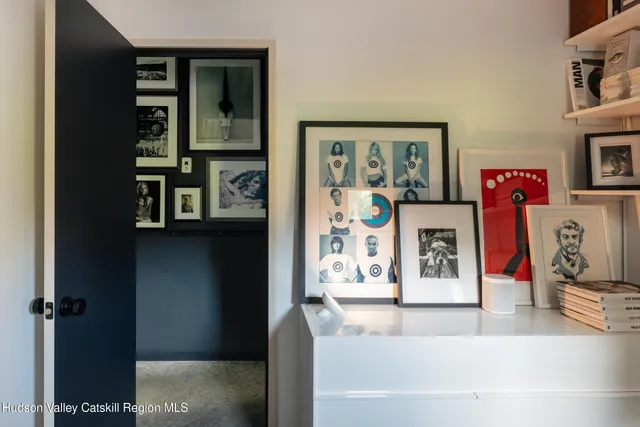 a room with furniture cabinets and window