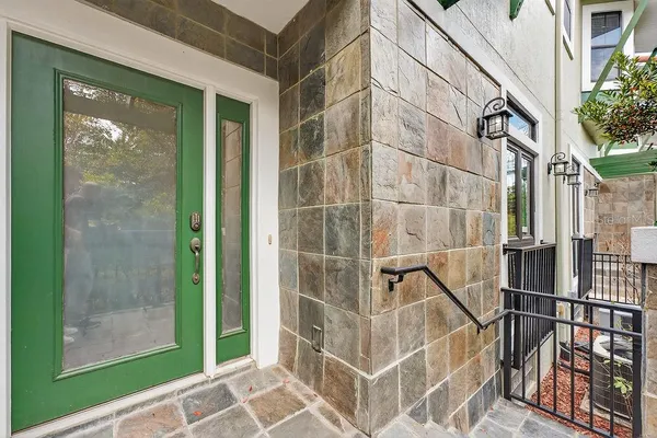 a view of a glass door with glass door