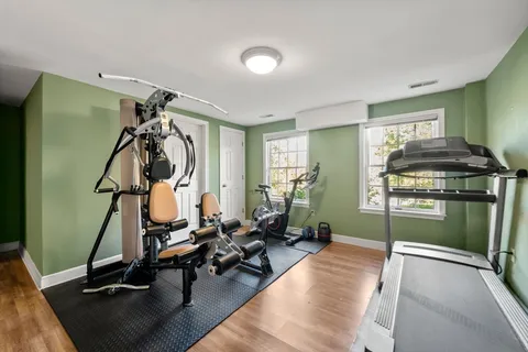 a view of a room with gym equipment