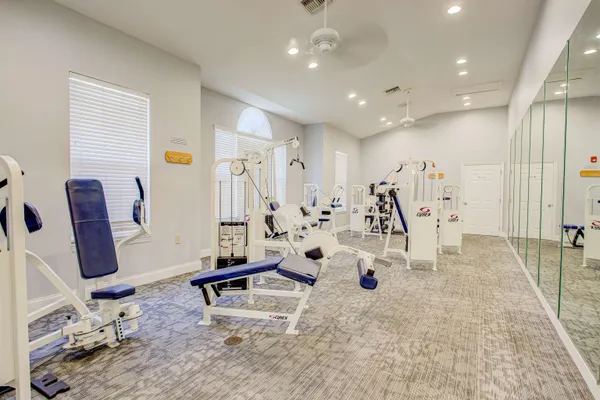 a view of a room with gym equipment