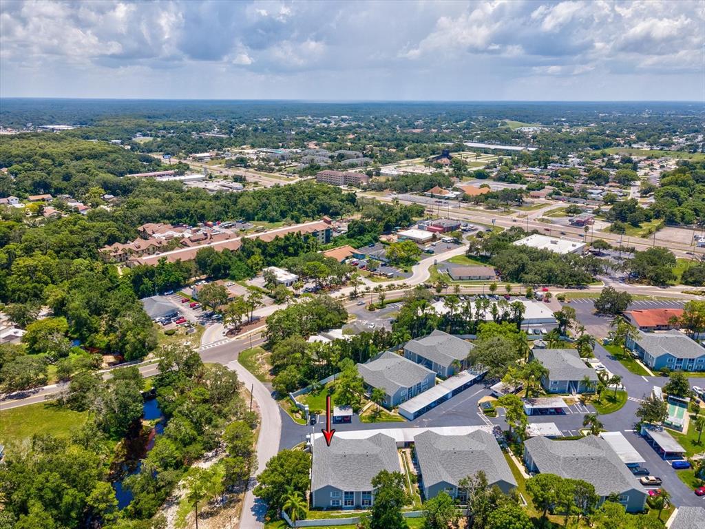 12141 Spartan Way, Unit 202 Hudson, FL 34667 - Photo 34 of 45 an aerial view of residential houses with outdoor space and trees