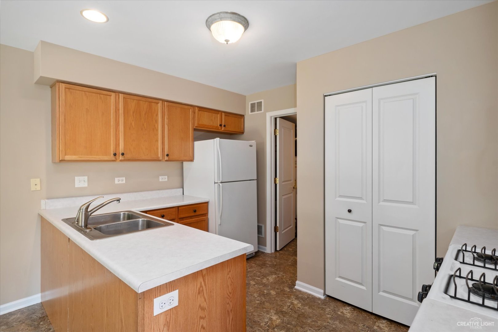 47 Rolling Oaks Road, Unit F Sugar Grove, IL 60554 - Photo 8 of 21 a kitchen that has a sink a refrigerator and cabinets