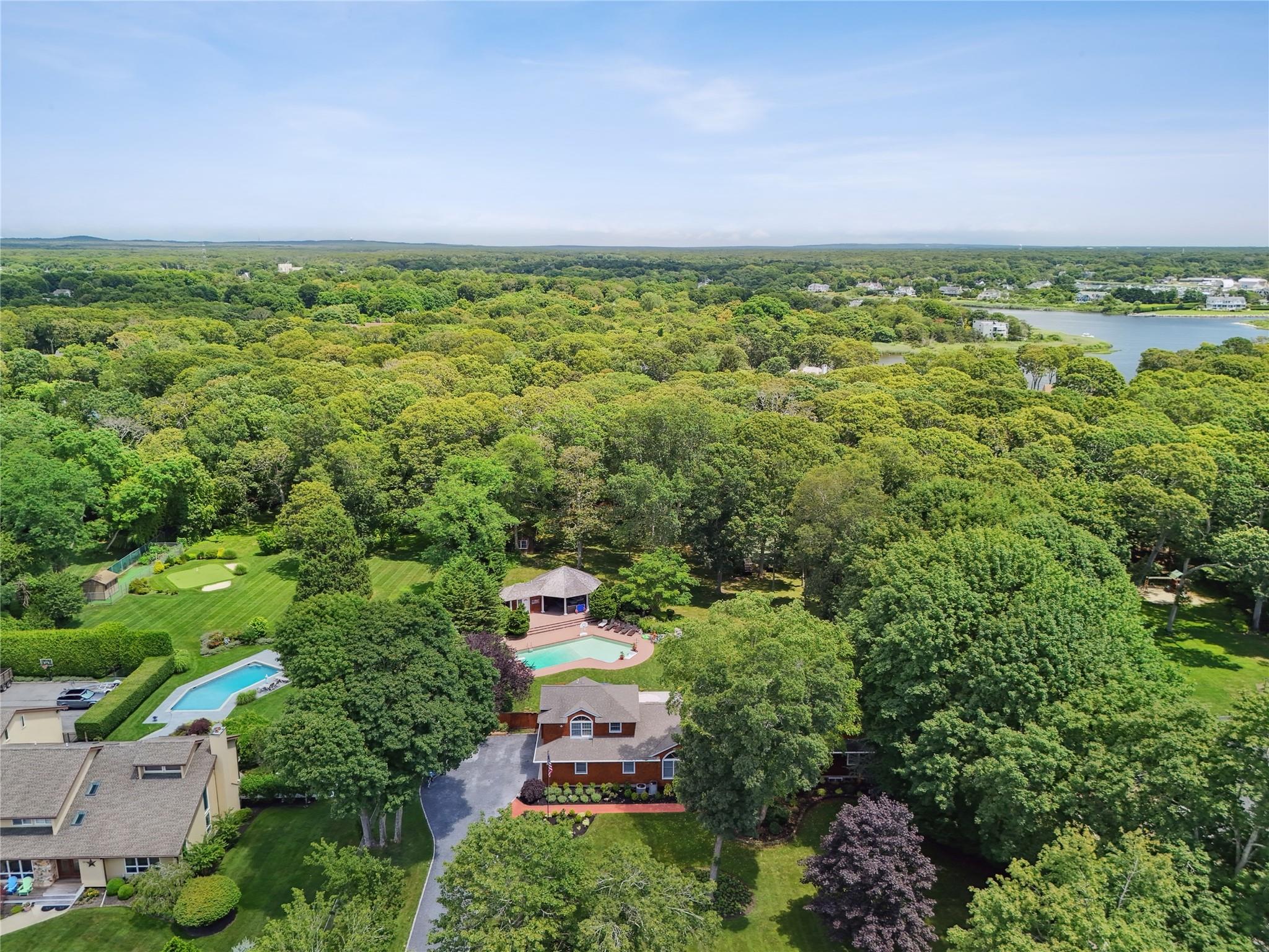 21 Inlet View Path East Moriches, NY 11940 - Photo 34 of 40 Bird's eye view of a forest and a large body of water