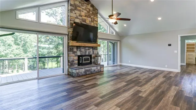 a view of a balcony with lake view