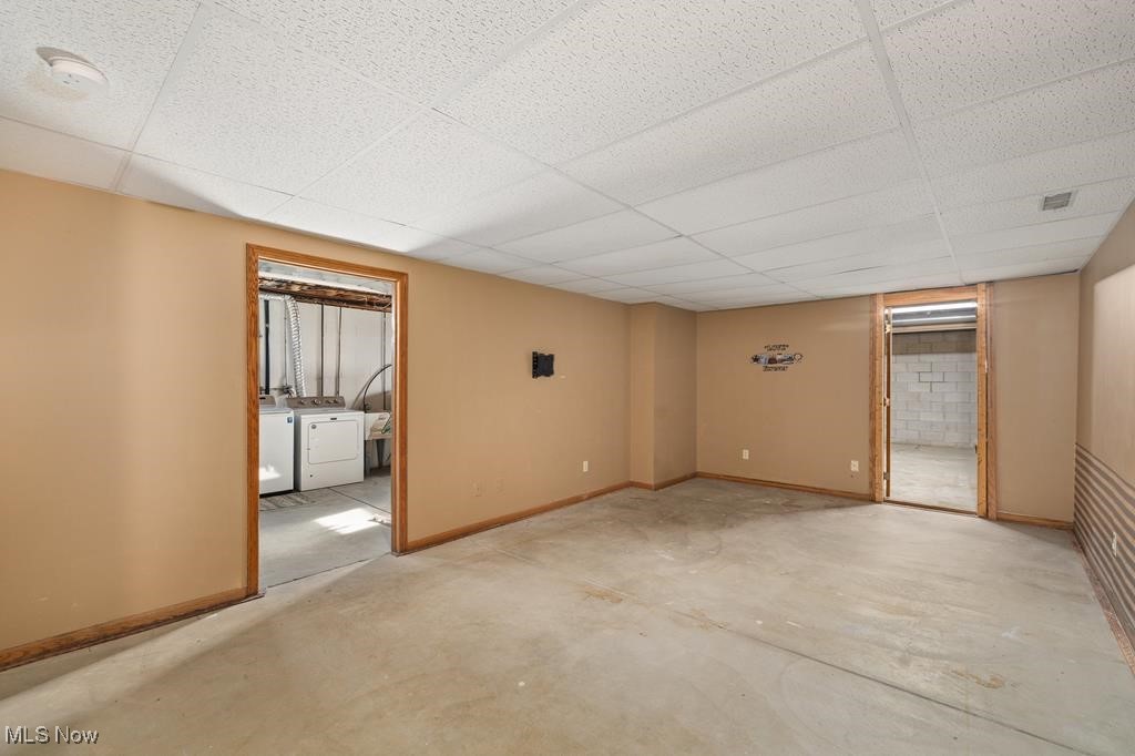 12367 Stratton Road West Salem, OH 44287 - Photo 20 of 26 Empty room featuring independent washer and dryer and a drop ceiling