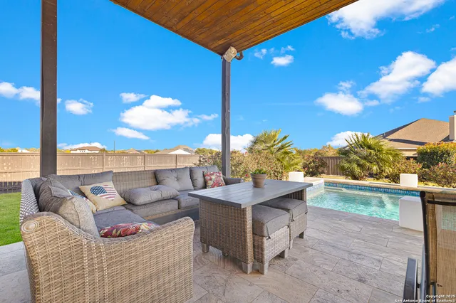 a terrace view with seating space