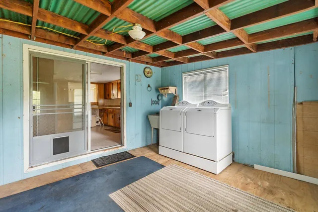 a utility room with a washer and dryer