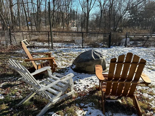 a view of outdoor space with seating area