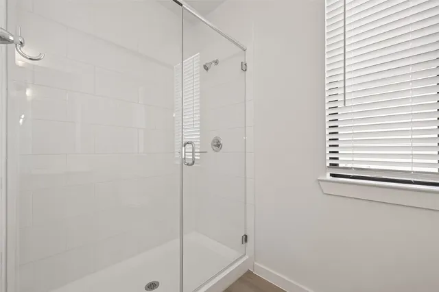 a bathroom with a shower