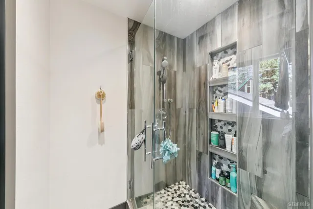 a bathroom with a shower