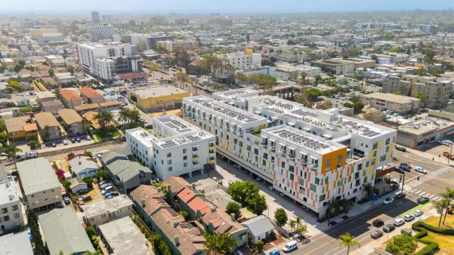 an aerial view of multiple house