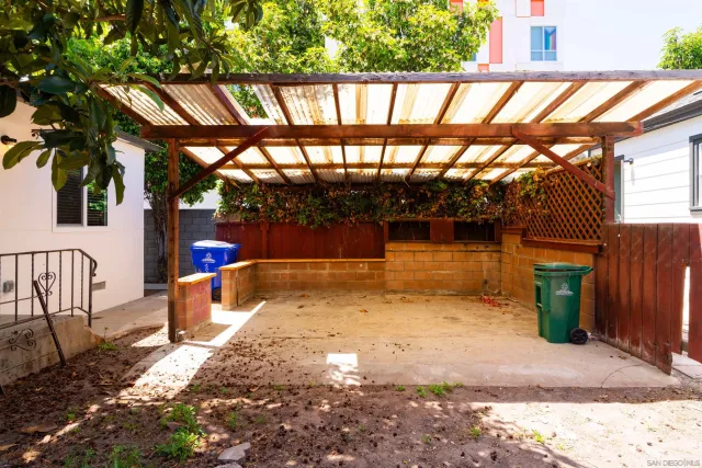 a view of a porch with a patio