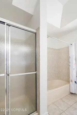 a bathroom with a bathtub