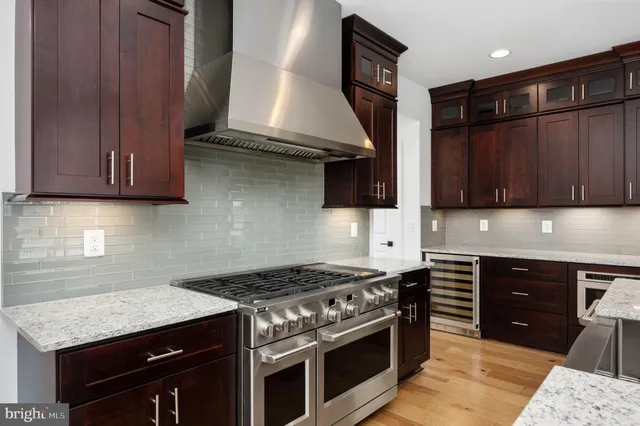 a view of a balcony with wooden floor