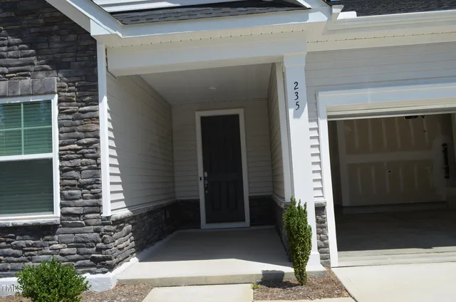 a potted plant in front of a door