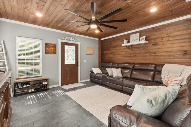 a living room with furniture