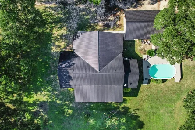an aerial view of a house