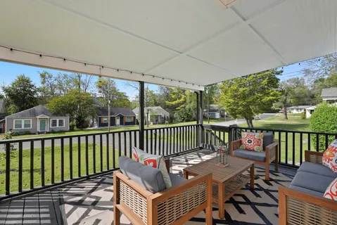 a outdoor view with a sitting space