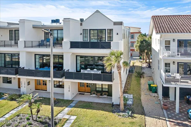 a front view of a building with street view