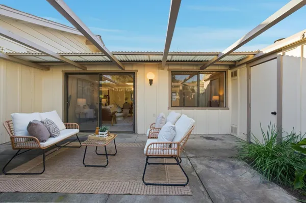 a outdoor living space with furniture