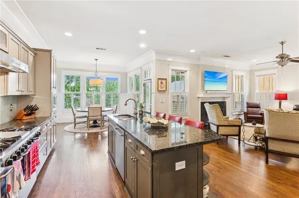 a dining room with furniture window wooden floor