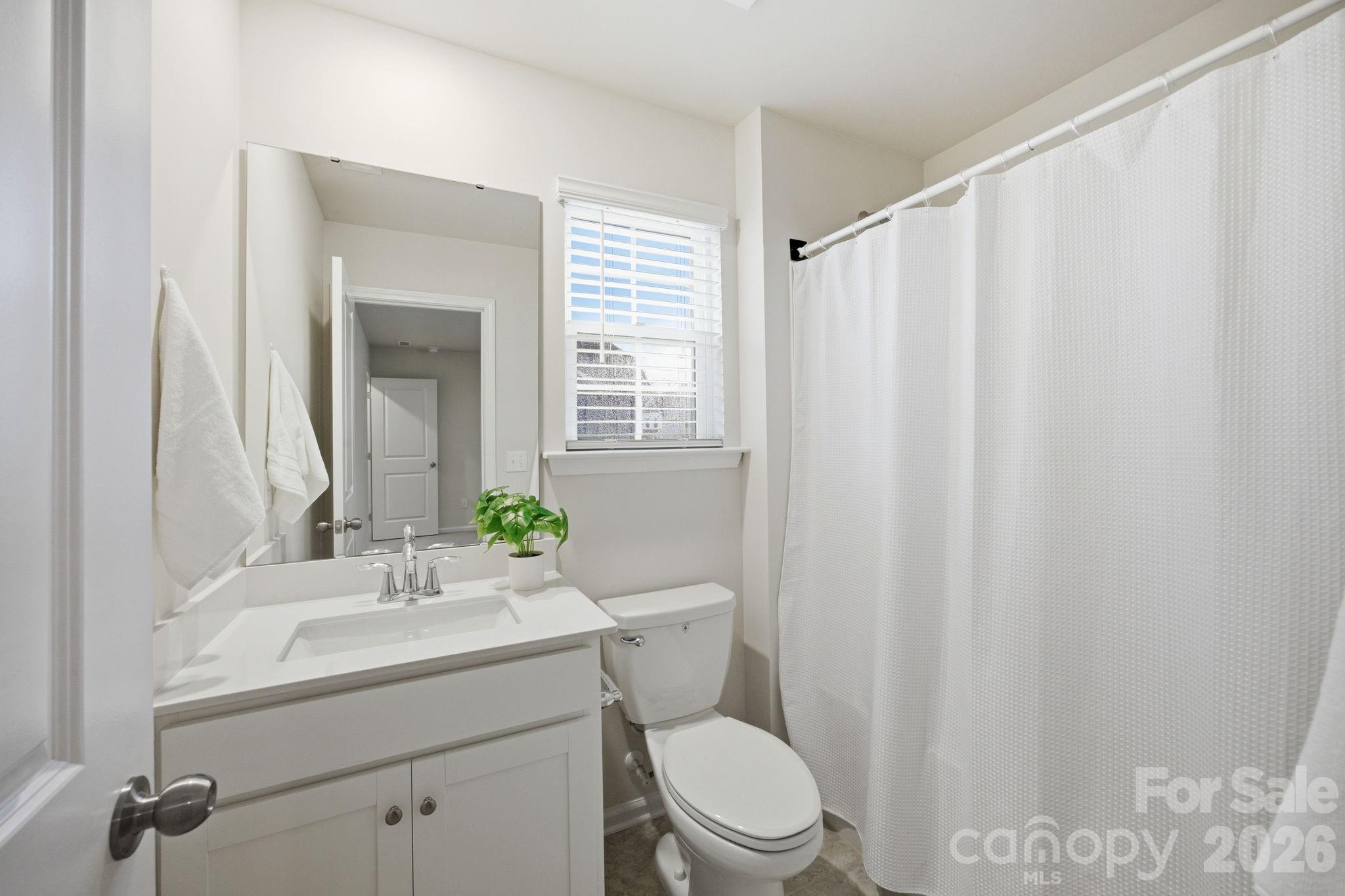 234 Hamptons Cove Road Troutman, NC 28166 - Photo 23 of 32 a bathroom with a sink a toilet and a mirror
