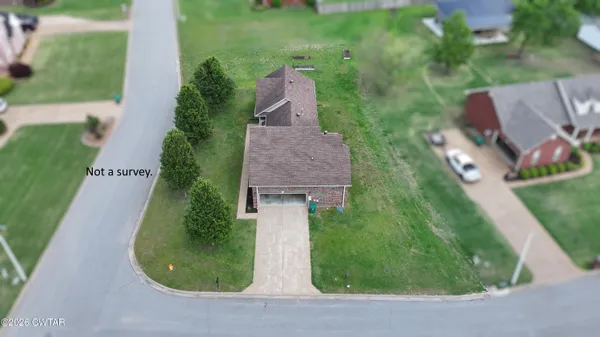 an aerial view of a house