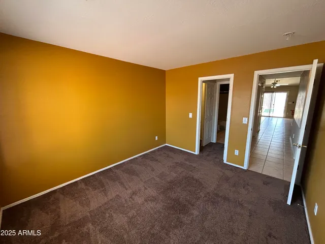 an empty room with a door