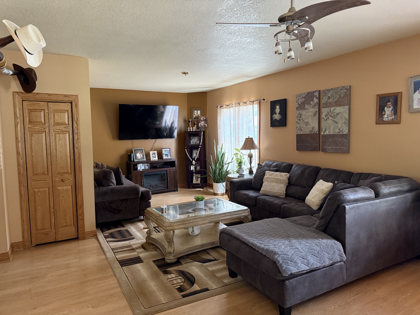 218 West 1st Street Spring Valley, IL 61362 - Photo 16 of 30 a living room with furniture a flat screen tv and kitchen view