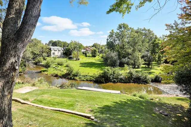 a view of a garden with an outdoor space